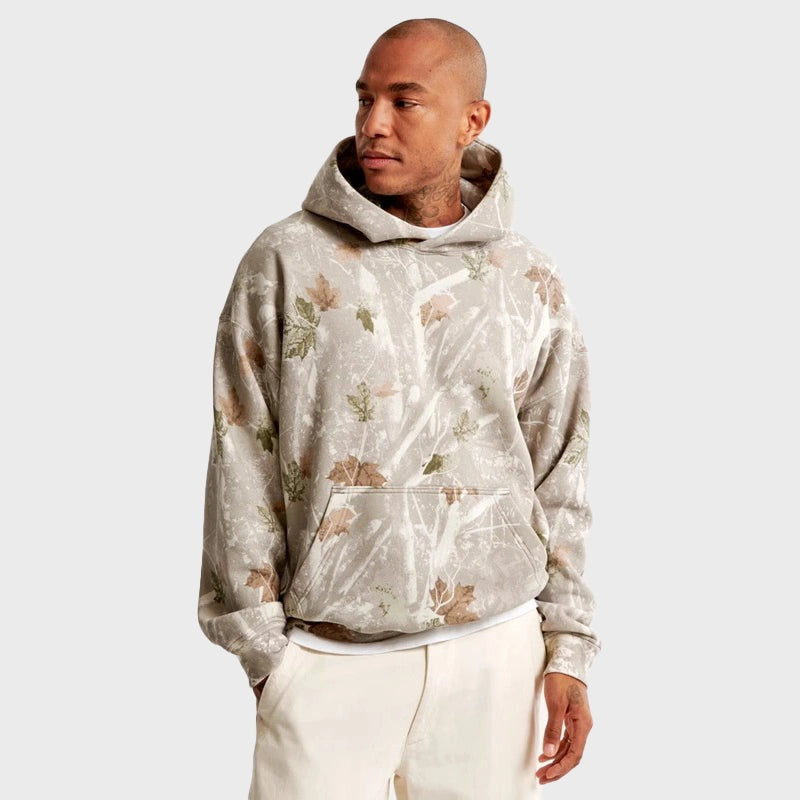 White Camo Abercrombie Essential Popover Hoodie