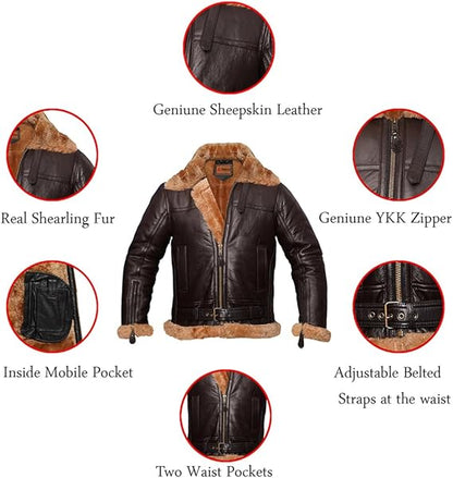 Aviator B3 Bomber Jacket Real Shearling Jacket