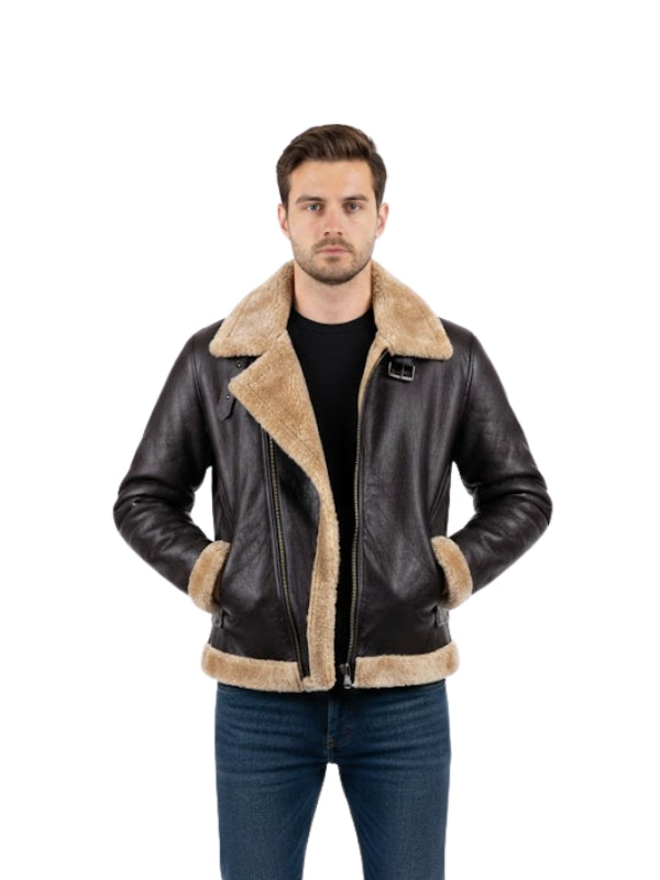 Men's Aviator B3 Raf Shearling Black Leather Jacket