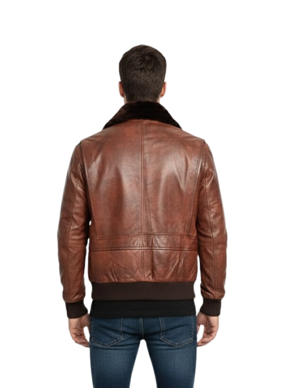 Men's Brown Military Raf Aviator Pilot G1 Distressed Cowhide Vintage Bomber Jacket