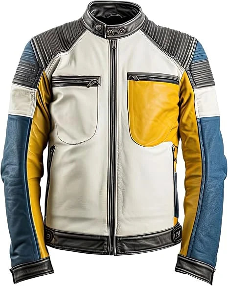 Men’s Multi color Moto Racer Leather Jacket