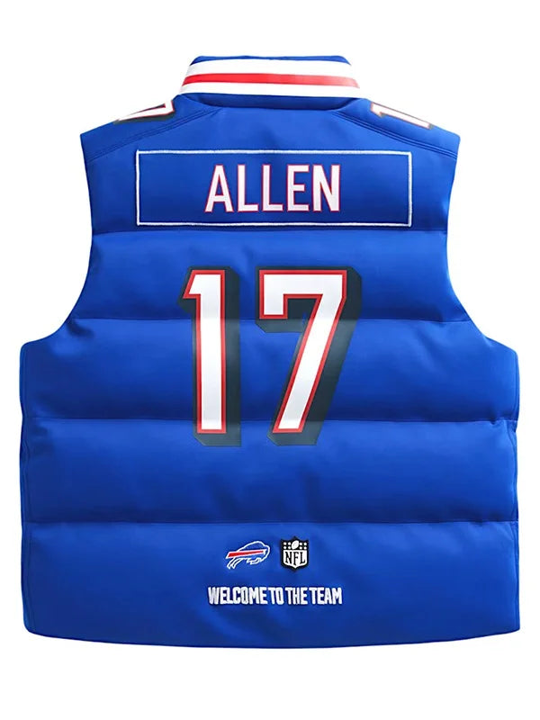 Off Season Josh Allen Buffalo Bills Blue Puffer Vest