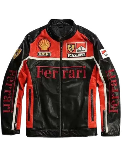 Ferrari Motorcycle Racing Leather Jacket