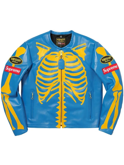 Supreme Vanson Skeleton Red Leather Jacket