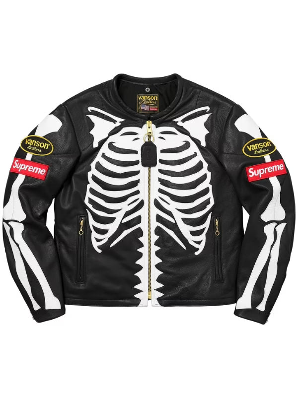 Supreme Vanson Skeleton Red Leather Jacket