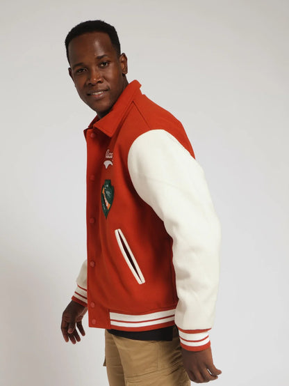 Melton Varsity Jacket Burnt Orange