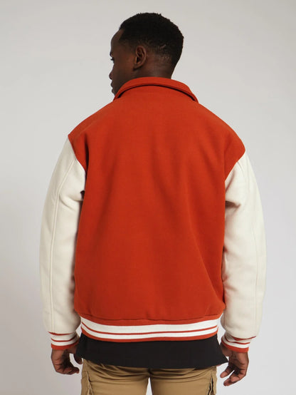 Melton Varsity Jacket Burnt Orange
